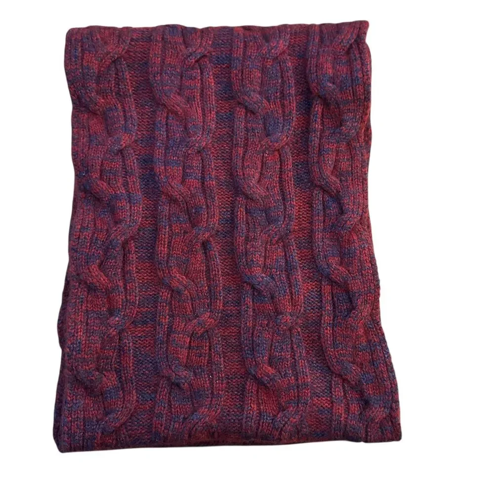 Black Goat Blue and Red Soft Cable‎ Knit Cashmere Scarf 56